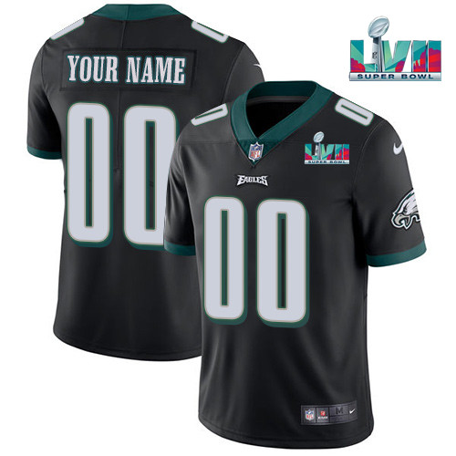 Youth Philadelphia Eagles Active Player Custom Black Super Bowl LVII Patch Vapor Untouchable Limited Stitched Football Jersey Youth Philadelphia Eagles Active Player Custom Black Super Bowl LVII Patch Vapor Untouchable Limited Stitched Football Jersey