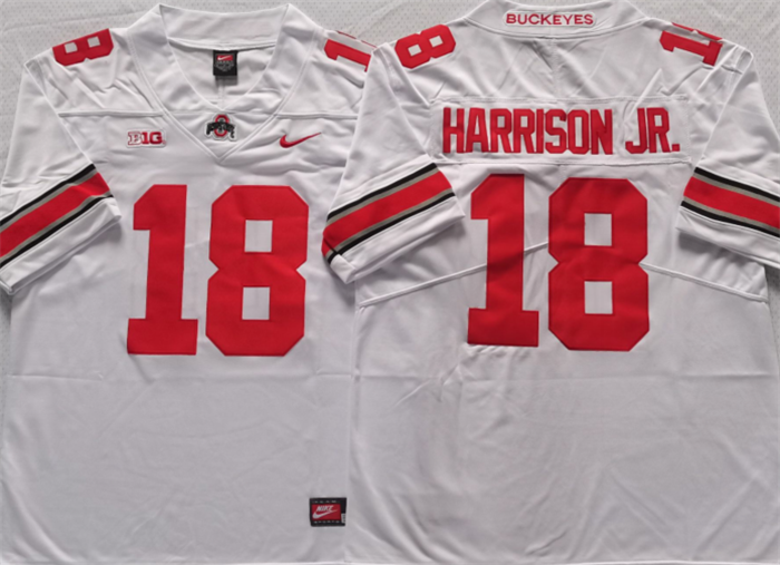 Men's Ohio State Buckeyes #18 Harrinson jr White Stitched Jersey Men's Ohio State Buckeyes #18 Harrinson jr White Stitched Jersey