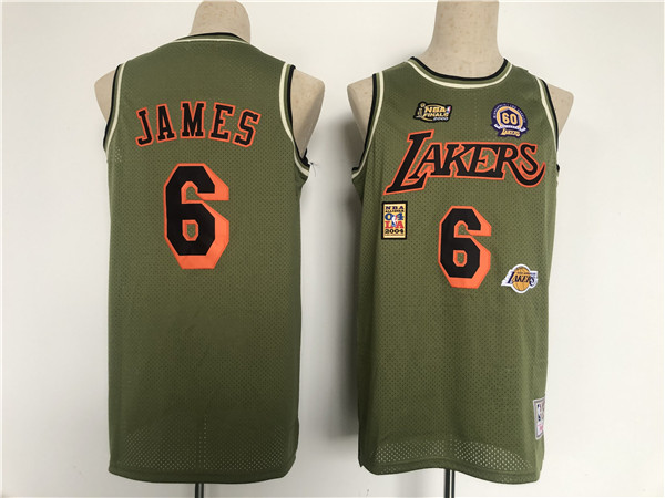 Men's Los Angeles Lakers #6 LeBron James Green Military Flight Patchs Stitched Basketball Jersey Men's Los Angeles Lakers #6 LeBron James Green Military Flight Patchs Stitched Basketball Jersey