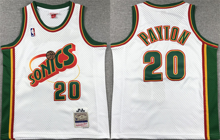 Youth Oklahoma City Thunder #20 Gary Payton White Stitched Basketball Jersey