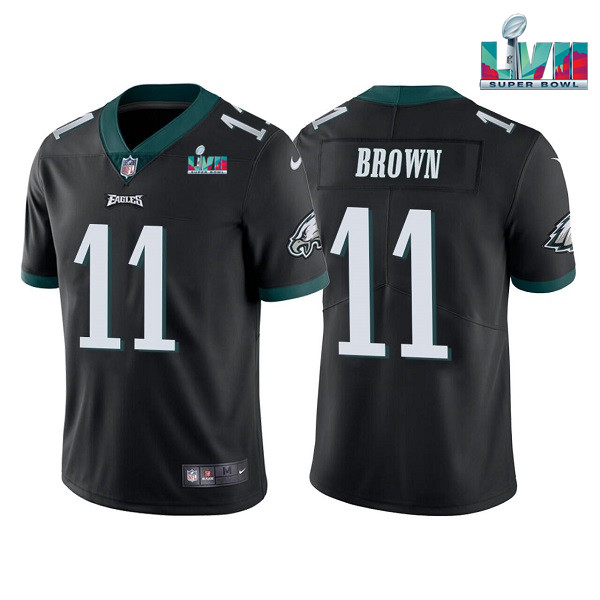 Youth Philadelphia Eagles #11 A. J. Brown Black Super Bowl LVII Patch Vapor Untouchable Limited Stitched Football Jersey Youth Philadelphia Eagles #11 A. J. Brown Black Super Bowl LVII Patch Vapor Untouchable Limited Stitched Football Jersey