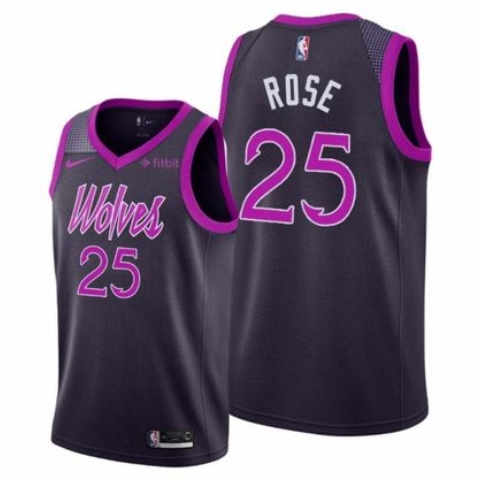 Men's Minnesota Timberwolves #25 Derrick Rose Purple Basketball Stitched Jersey