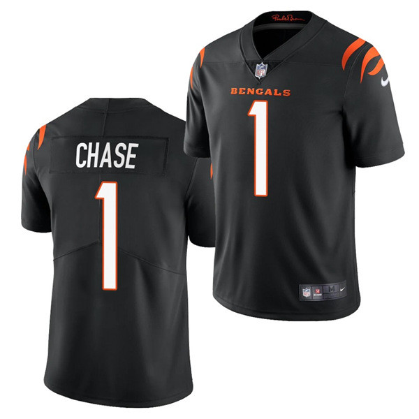 Toddlers Cincinnati Bengals #1 Ja'Marr Chase Black Vapor Untouchable Limited Stitched Jersey Toddlers Cincinnati Bengals #1 Ja'Marr Chase Black Vapor Untouchable Limited Stitched Jersey