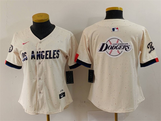 Women's Los Angeles Dodgers Team Big Logo Cream 2024 City Connect Limited Stitched Jersey(Run Small) Women's Los Angeles Dodgers Team Big Logo Cream 2024 City Connect Limited Stitched Jersey(Run Small)
