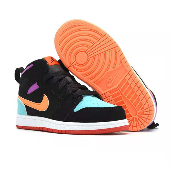 Youth Running Weapon Air Jordan 1 Black Shoes 10021