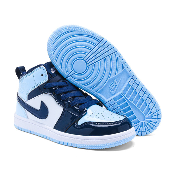 Youth Running Weapon Air Jordan 1 Black/White/BlueShoes 10023