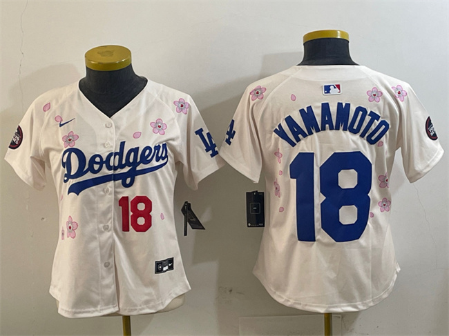 Youth Los Angeles Dodgers #18 Yoshinobu Yamamoto Cream 2025 Tokyo Series Limited Stitched Baseball Jersey
