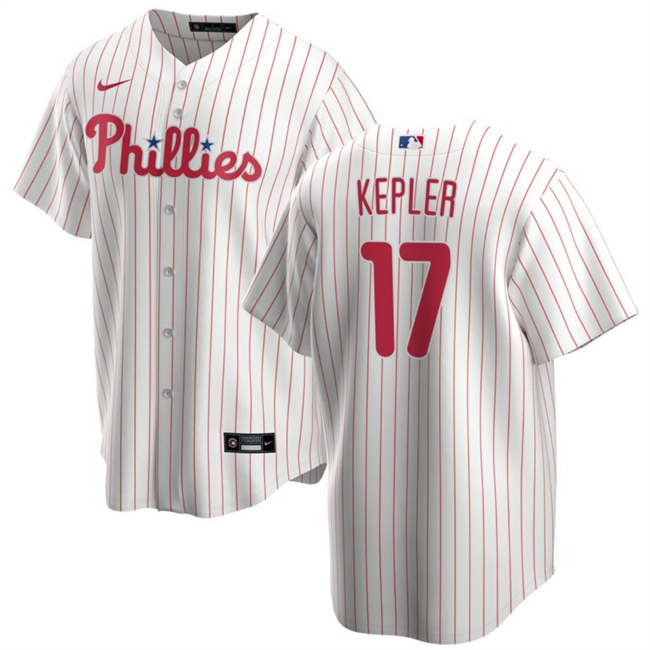 Men's Philadelphia Phillies #17 Max Kepler White 2024 Cool Base Stitched Jersey Men's Philadelphia Phillies #17 Max Kepler White 2024 Cool Base Stitched Jersey