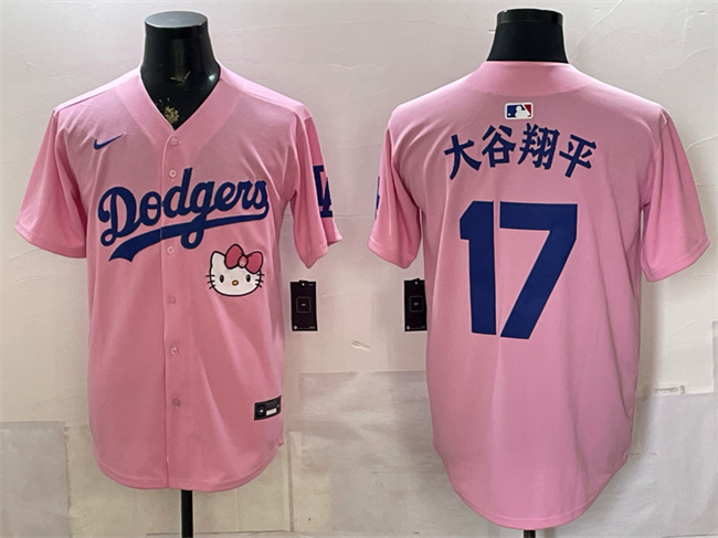 Men's Los Angeles Dodgers #17 大谷翔平 Pink 2025 Hello Kitty Vapor Limited Stitched Baseball Jersey Men's Los Angeles Dodgers #17 大谷翔平 Pink 2025 Hello Kitty Vapor Limited Stitched Baseball Jersey