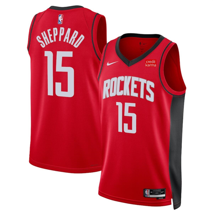 Men's Houston Rockets #15 Reed Sheppard Red 2024 Draft Icon Edition Stitched Jersey Men's Houston Rockets #15 Reed Sheppard Red 2024 Draft Icon Edition Stitched Jersey