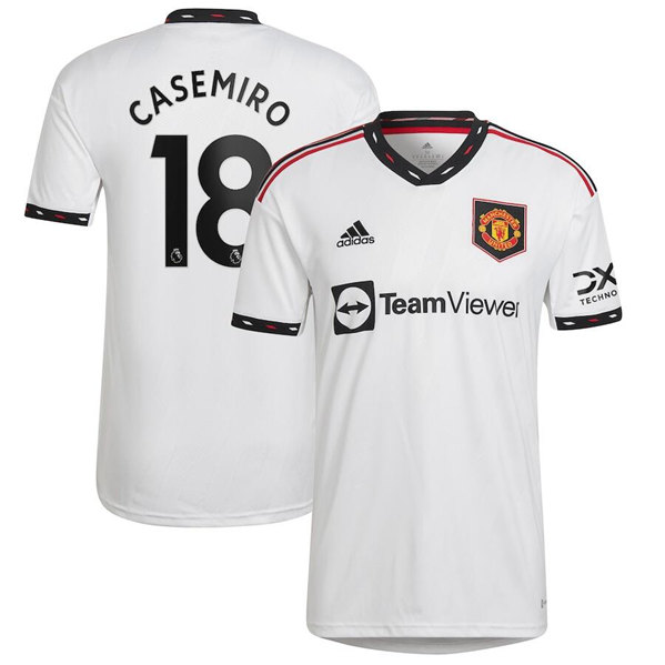 Men's Manchester United 2022/23 White with Casemiro 18 Away Soccer Jersey Men's Manchester United 2022/23 White with Casemiro 18 Away Soccer Jersey