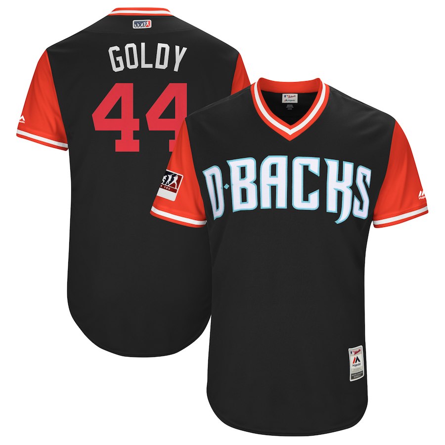 Men's Arizona Diamondbacks #44 Paul Goldschmidt "Goldy" Majestic Black/Red 2018 Players' Weekend Authentic Stitched MLB Jersey Men's Arizona Diamondbacks #44 Paul Goldschmidt "Goldy" Majestic Black/Red 2018 Players' Weekend Authentic Stitched MLB Jersey