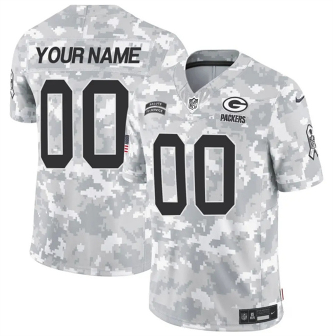 Youth Green Bay Packers Active Player Custom 2024 F.U.S.E Arctic Camo Salute to Service Limited Stitched Football Jersey