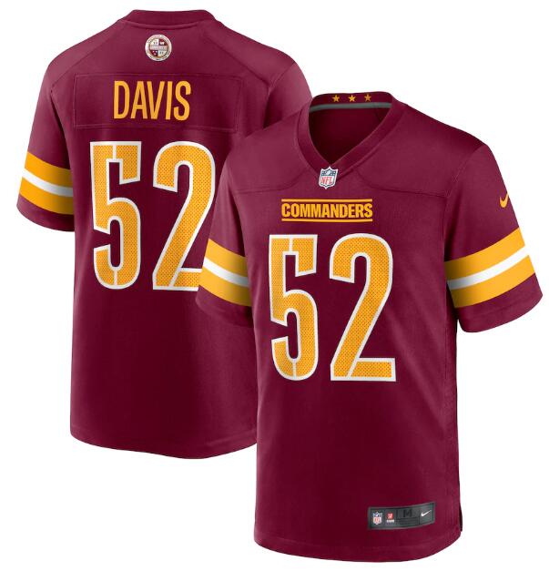 Men's Washington Commanders #52 Jamin Davis 2022 Burgundy Game Stitched Jersey Men's Washington Commanders #52 Jamin Davis 2022 Burgundy Game Stitched Jersey