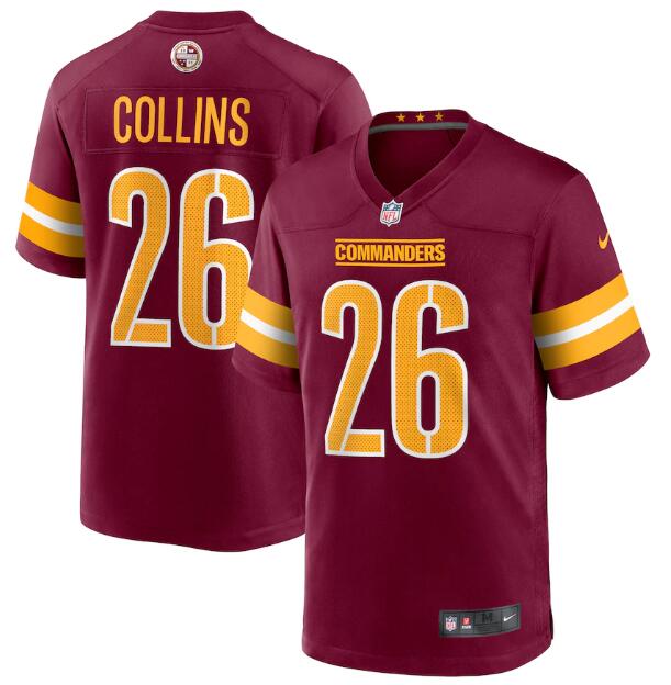 Men's Washington Commanders #26 Landon Collins 2022 Burgundy Game Stitched Jersey Men's Washington Commanders #26 Landon Collins 2022 Burgundy Game Stitched Jersey