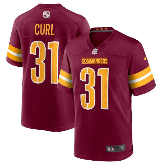 Men's Washington Commanders #31 Kamren Curl 2022 Burgundy Game Stitched Jersey Men's Washington Commanders #31 Kamren Curl 2022 Burgundy Game Stitched Jersey