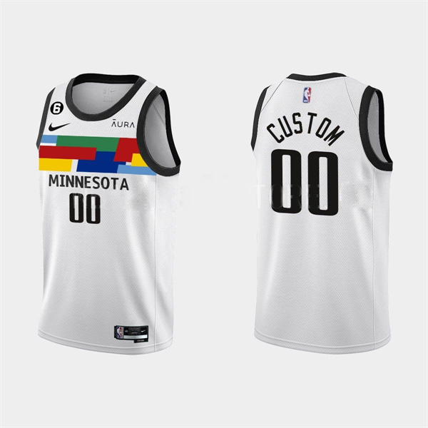 Men's Minnesota Timberwolves Active Player Custom White 2022/23 City Edition With NO.6 Patch Stitched NBA Jersey Men's Minnesota Timberwolves Active Player Custom White 2022/23 City Edition With NO.6 Patch Stitched NBA Jersey