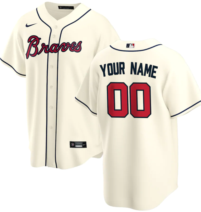 Youth Atlanta Braves Active Player Custom Cream Cool Base Stitched Baseball Jersey Youth Atlanta Braves Active Player Custom Cream Cool Base Stitched Baseball Jersey
