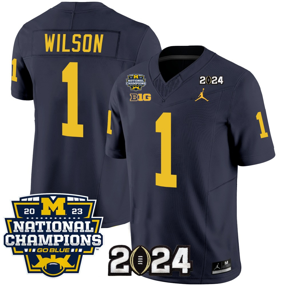 Men's Michigan Wolverines #1 Roman Wilson Navy 2024 F.U.S.E. With 2023 National Champions Patch Stitched Jersey Men's Michigan Wolverines #1 Roman Wilson Navy 2024 F.U.S.E. With 2023 National Champions Patch Stitched Jersey