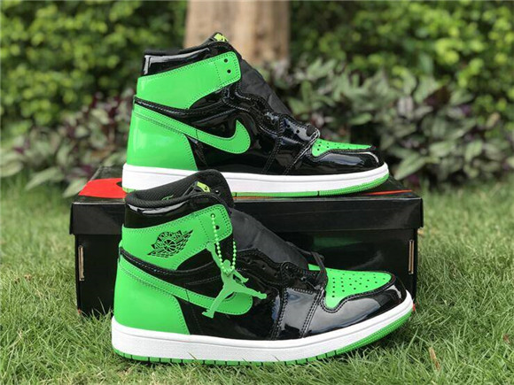 Men's Running Weapon Air Jordan 1 Green/Black Shoes 0748