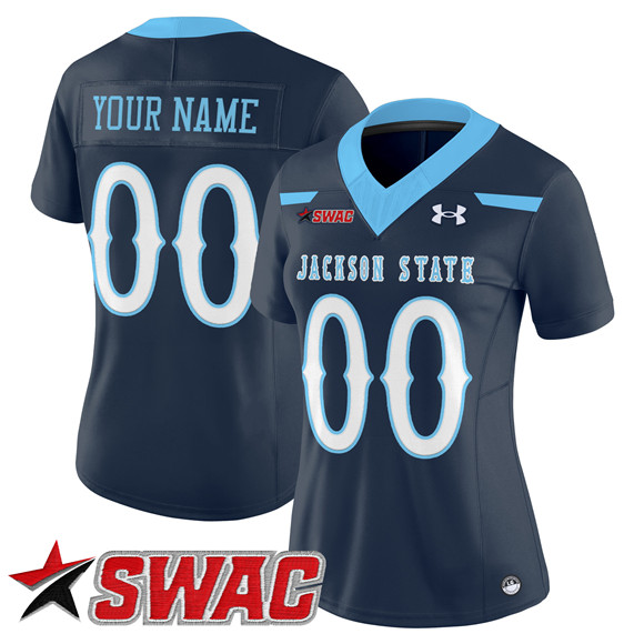 Women's Jackson State Tigers Active Player Custom Navy 2025 F.U.S.E. Vapor Limited Stitched Football Jersey(Run Small)