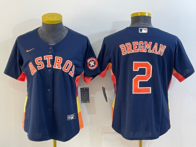 Women's Houston Astros #2 Alex Bregman Navy With Patch Cool Base Stitched Baseball Jersey(Run Small) Women's Houston Astros #2 Alex Bregman Navy With Patch Cool Base Stitched Baseball Jersey(Run Small)