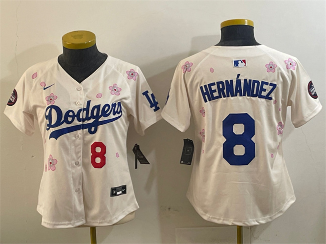 Youth Los Angeles Dodgers #8 Enrique Hernández Cream 2025 Tokyo Series Limited Stitched Baseball Jersey