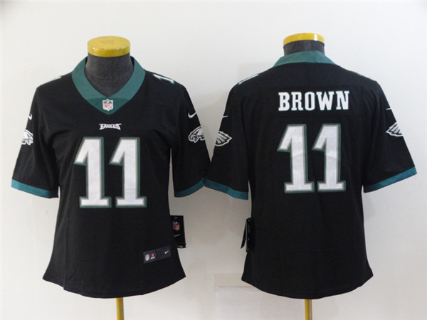 Women's Philadelphia Eagles #11 A. J. Brown Black Vapor Stitched Football Jersey(Run Small) Women's Philadelphia Eagles #11 A. J. Brown Black Vapor Stitched Football Jersey(Run Small)