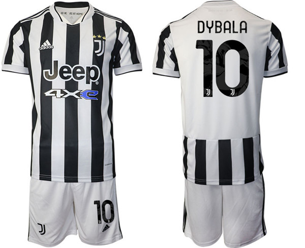 Men's Juventus #10 Paulo Dybala White/Black Home Soccer Jersey Suit Men's Juventus #10 Paulo Dybala White/Black Home Soccer Jersey Suit