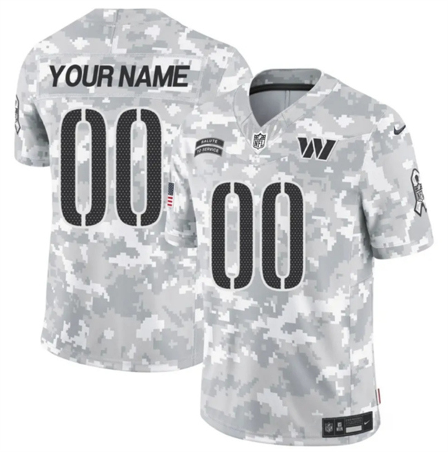 Youth Washington Commanders Active Player Custom 2024 F.U.S.E Arctic Camo Salute to Service Limited Stitched Football Jersey