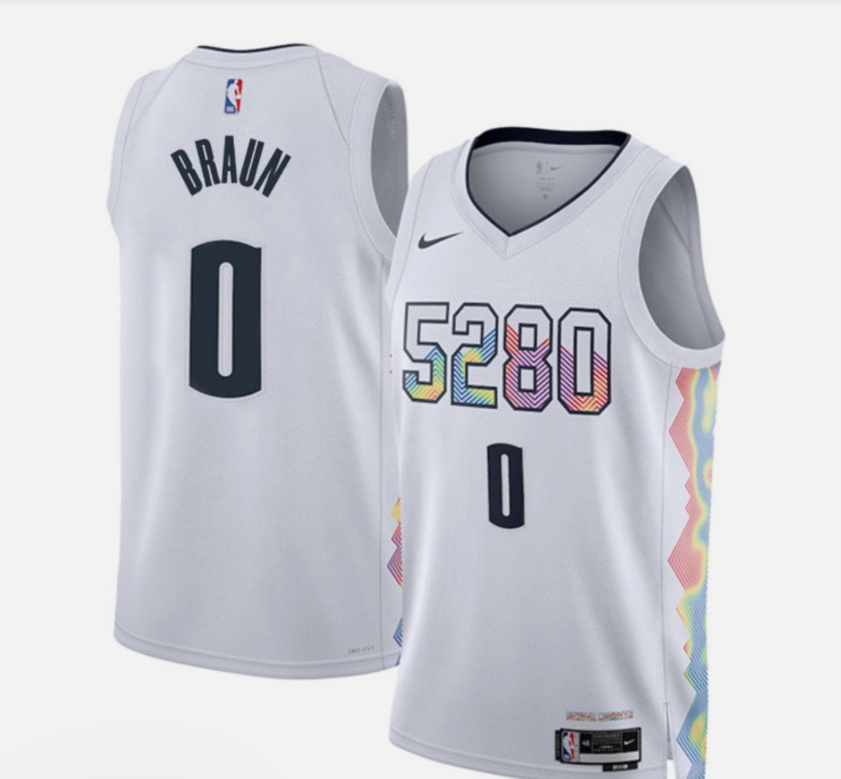 Women's Denver Nuggets #0 Christian Braun White Stitched Basketball Jersey
