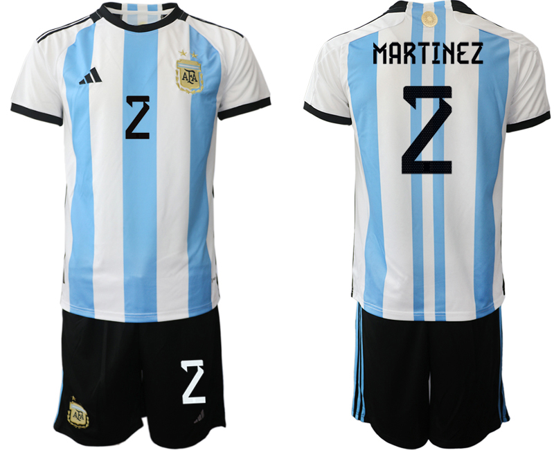 Men's Argentina #2 Martínez White/Blue 2022 FIFA World Cup Home Soccer Jersey Suit Men's Argentina #2 Martínez White/Blue 2022 FIFA World Cup Home Soccer Jersey Suit