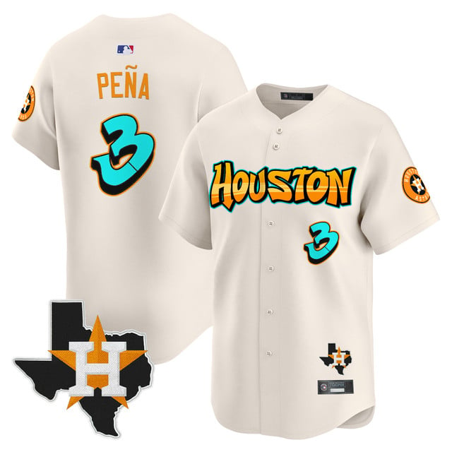 Men's Houston Astros #3 Jeremy Peña Cream Graffiti Barrio Edition Vapor Limited Stitched Baseball Jersey