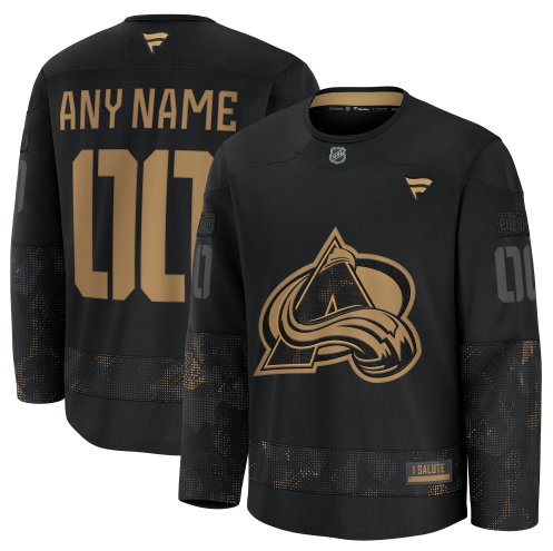Men's Colorado Avalanche Custom Black 2024 Military Appreciation Practice Jersey.