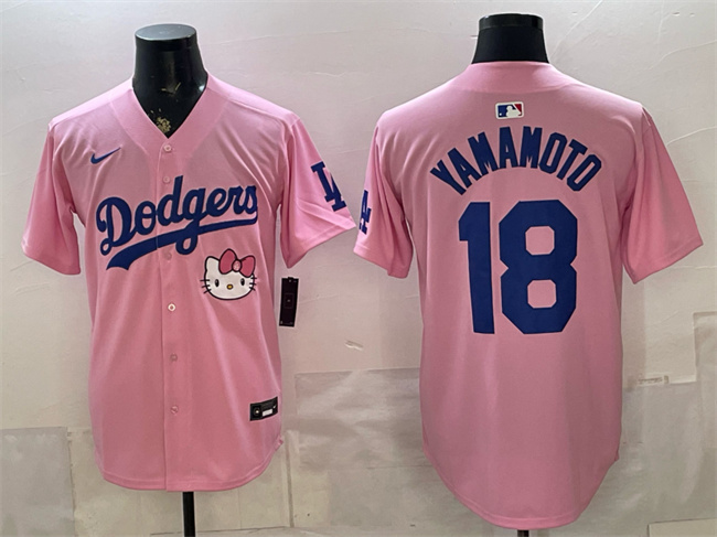 Men's Los Angeles Dodgers #18 Yoshinobu Yamamoto Pink 2025 Hello Kitty Vapor Limited Stitched Baseball Jersey Men's Los Angeles Dodgers #18 Yoshinobu Yamamoto Pink 2025 Hello Kitty Vapor Limited Stitched Baseball Jersey