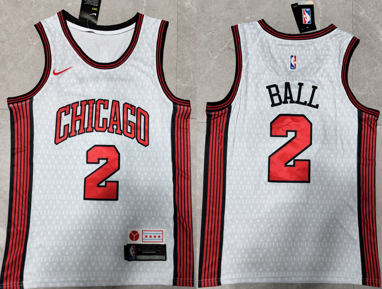 Men's Chicago Bulls #2 Lonzo Ball White Stitched Basketball Jersey
