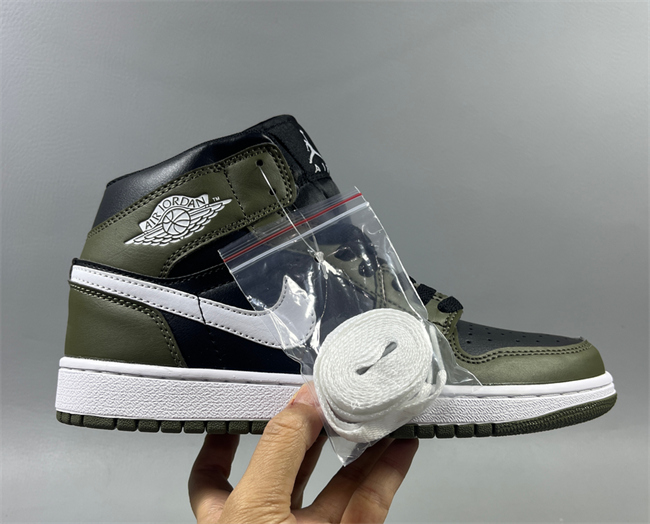 Men's Running Weapon Air Jordan 1 Black/Green Shoes 0717