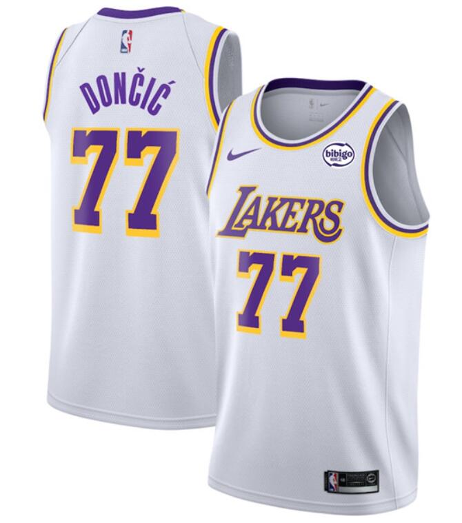 Youth Los Angeles Lakers #77 Luka Dončić White 2025 Association Edition Stitched Basketball Jersey