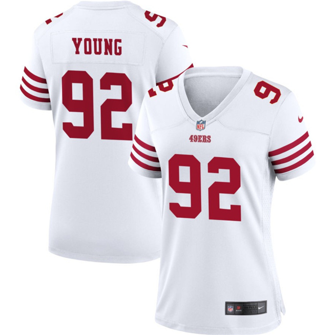 Women's San Francisco 49ers #92 Chase Young White Stitched Jersey(Run Small) Women's San Francisco 49ers #92 Chase Young White Stitched Jersey(Run Small)