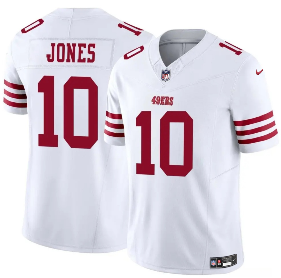 Men's San Francisco 49ers #10 Mac Jones White 2025 F.U.S.E. Vapor Untouchable Limited Stitched Football Jersey Men's San Francisco 49ers #10 Mac Jones White 2025 F.U.S.E. Vapor Untouchable Limited Stitched Football Jersey