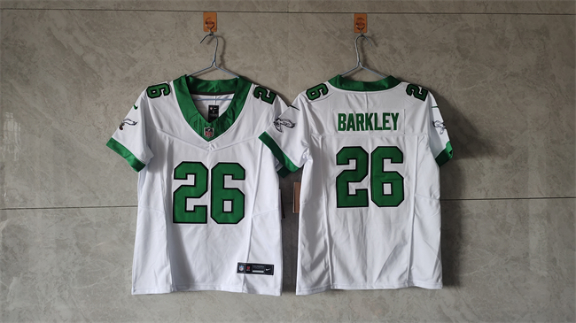 Youth Philadelphia Eagles #26 Saquon Barkley White/Green 2023 F.U.S.E Vapor Untouchable Limited Stitched Football Jersey
