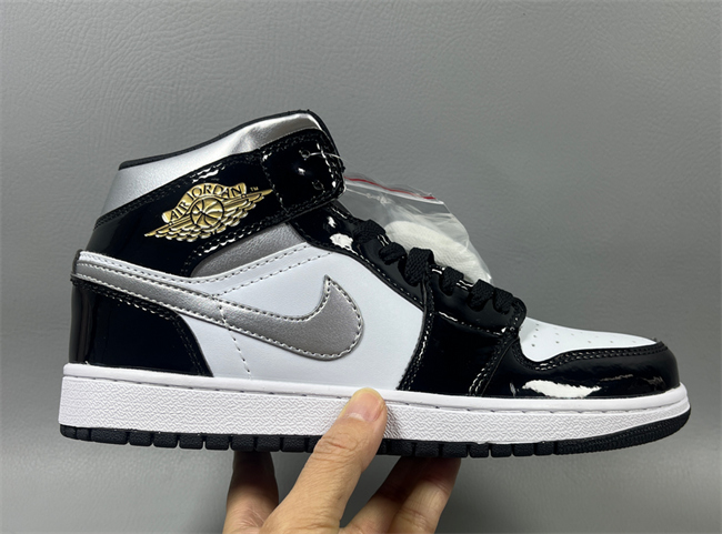 Men's Running Weapon Air Jordan 1 Black/White Shoes 0715