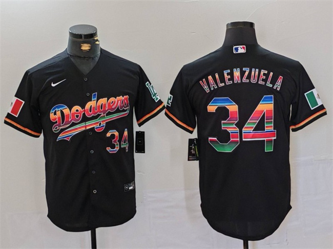 Men's Los Angeles Dodgers #34 Fernando Valenzuela Black Mexico Cool Base Stitched Baseball Jersey Men's Los Angeles Dodgers #34 Fernando Valenzuela Black Mexico Cool Base Stitched Baseball Jersey