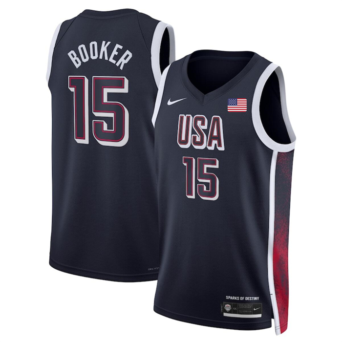 Men's USA Basketball #15 Devin Booker Navy 2024 Swingman Stitched Jersey Men's USA Basketball #15 Devin Booker Navy 2024 Swingman Stitched Jersey