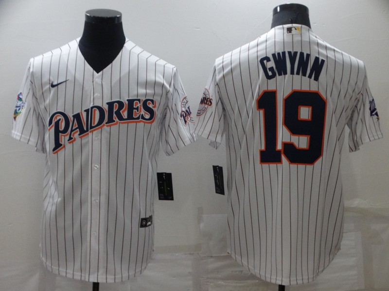 Women's San Diego Padres #19 Tony Gwynn White With Patch Cool Base Stitched Baseball Jersey(Run Small)