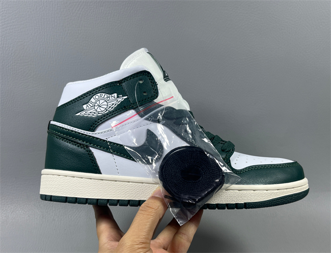 Men's Running Weapon Air Jordan 1 White/Green Shoes 0716