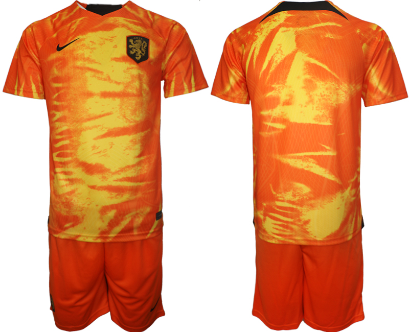 Men's Netherlands Blank Orange Home Soccer Jersey Suit Men's Netherlands Blank Orange Home Soccer Jersey Suit