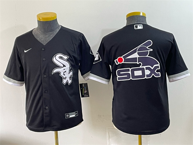Youth Chicago White Sox Team Big Logo Black Stitched Baseball Jersey