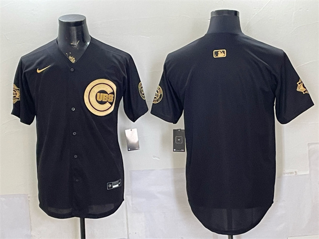 Men's Chicago Cubs Blank Black/Gold 150th Anniversary Patch Stitched Baseball Jersey Men's Chicago Cubs Blank Black/Gold 150th Anniversary Patch Stitched Baseball Jersey
