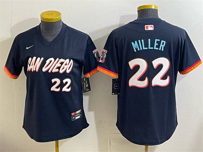Women's San Diego Padres #22 Mason Miller Obsidian 2026 City Connect Stadium Stitched Baseball Jersey(Run Small)